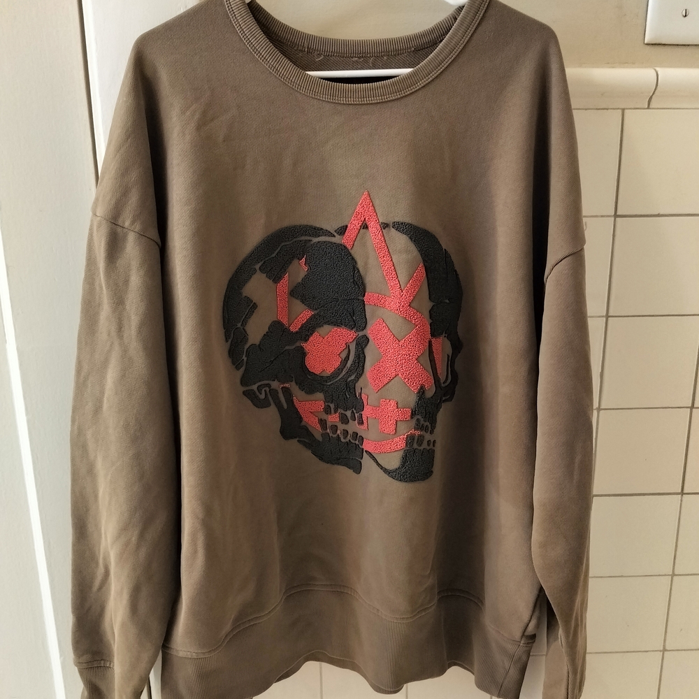 Cult of Individuality Brown Crewneck with Skull Graphic